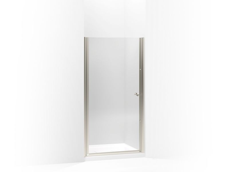 KOHLER 702410-L-MX Fluence Pivot Shower Door, 65-1/2" H X 35 - 36-1/2" W, With 1/4" Thick Crystal Clear Glass in Matte Nickel