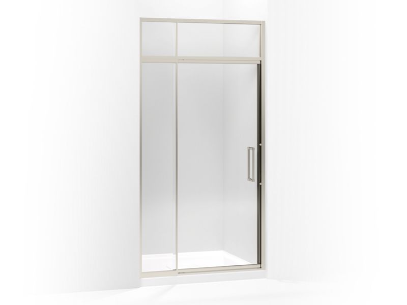 KOHLER 705821-L-NX Lattis Pivot Shower Door With Sliding Steam Transom, 89-1/2" H X 39 - 42" W, With 3/8" Thick Crystal Clear Glass in Brushed Nickel