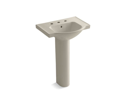 KOHLER 5266-8 Veer 24" pedestal bathroom sink with 8" widespread faucet holes