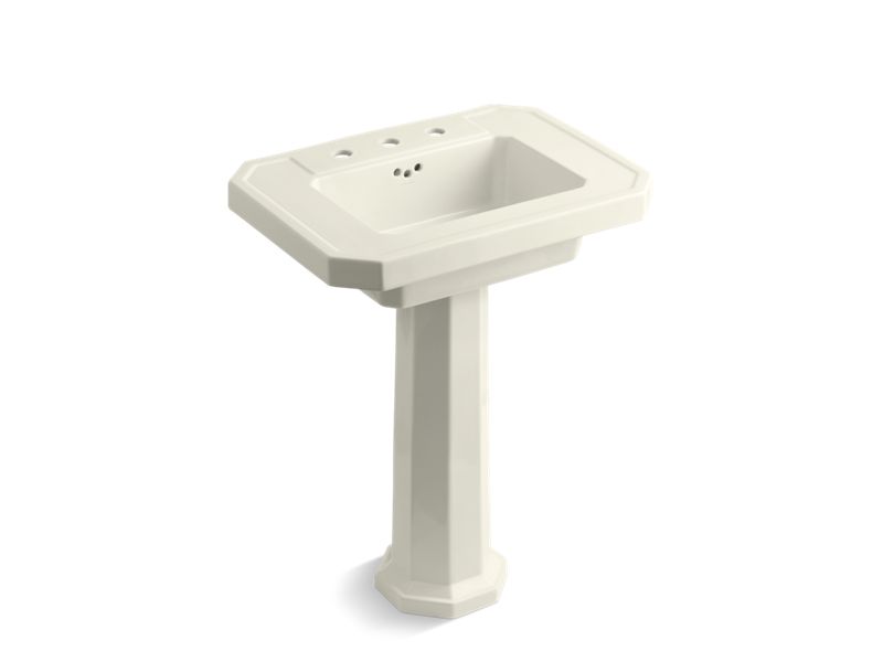 KOHLER 2322-8-96 Kathryn Pedestal Bathroom Sink With 8" Widespread Faucet Holes in Biscuit