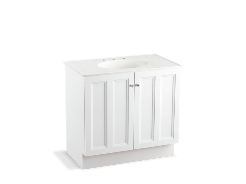 KOHLER K-99518-TK-1WA Damask 36" bathroom vanity cabinet with toe kick and 2 doors