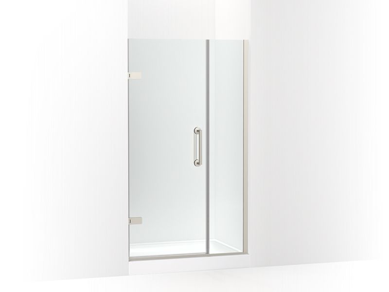 KOHLER 27601-10L-BNK Components 39-5/8"?Çô40-3/8"W X 71-1/2"H Frameless Pivot Shower Door With 3/8" Crystal Clear Glass And Back-To-Back Vertical Door Pulls in Anodized Brushed Nickel