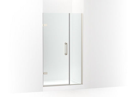 KOHLER 27601-10L-BNK Components 39-5/8"?Çô40-3/8"W X 71-1/2"H Frameless Pivot Shower Door With 3/8" Crystal Clear Glass And Back-To-Back Vertical Door Pulls in Anodized Brushed Nickel