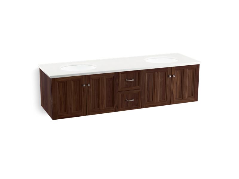 KOHLER K-99525-1WE Damask 72" wall-hung bathroom vanity cabinet with 4 doors and 2 drawers