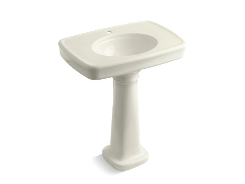 KOHLER 2347-1-96 Bancroft 30" Pedestal Bathroom Sink With Single Faucet Hole in Biscuit