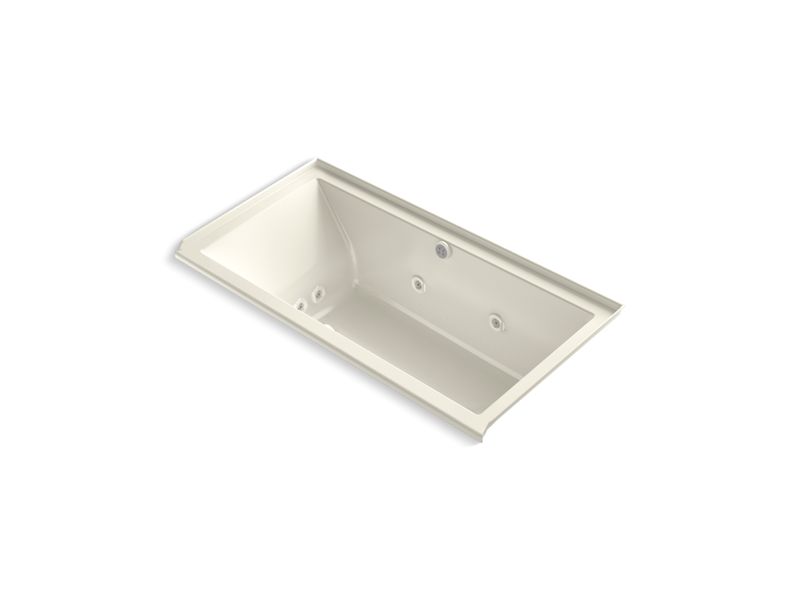 KOHLER K-1167-XH2GR-96 Underscore Rectangle 60" x 30" alcove whirlpool + BubbleMassage(TM) Air Bath with integral flange and right-hand drain