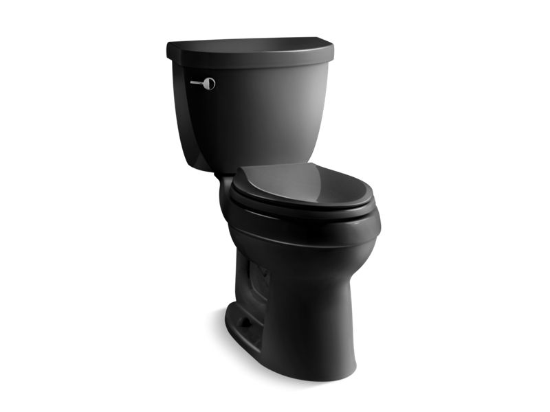 KOHLER 3609-T-7 Cimarron Comfort Height Two-Piece Elongated 1.28 Gpf Toilet With Tank Cover Locks in Black