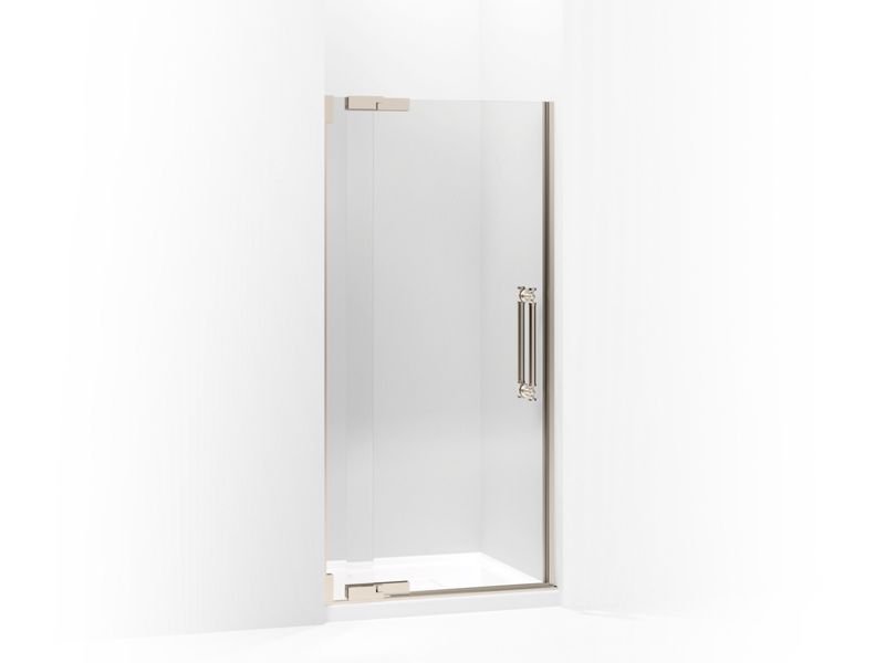 KOHLER 705706-L-ABV Pinstripe Pivot Shower Door, 72-1/4" H X 30-1/4 - 32-3/4" W, With 3/8" Thick Crystal Clear Glass in Anodized Brushed Bronze