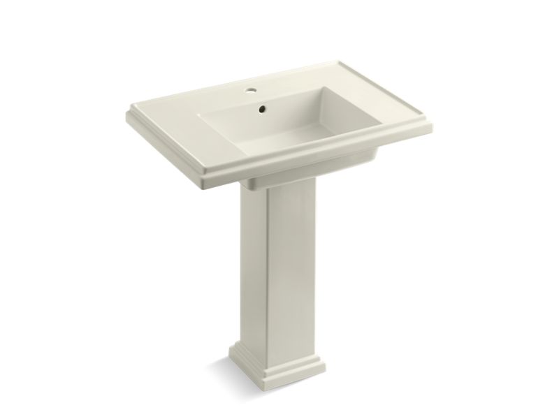 KOHLER 2845-1-96 Tresham 30" Pedestal Bathroom Sink With Single Faucet Hole in Biscuit