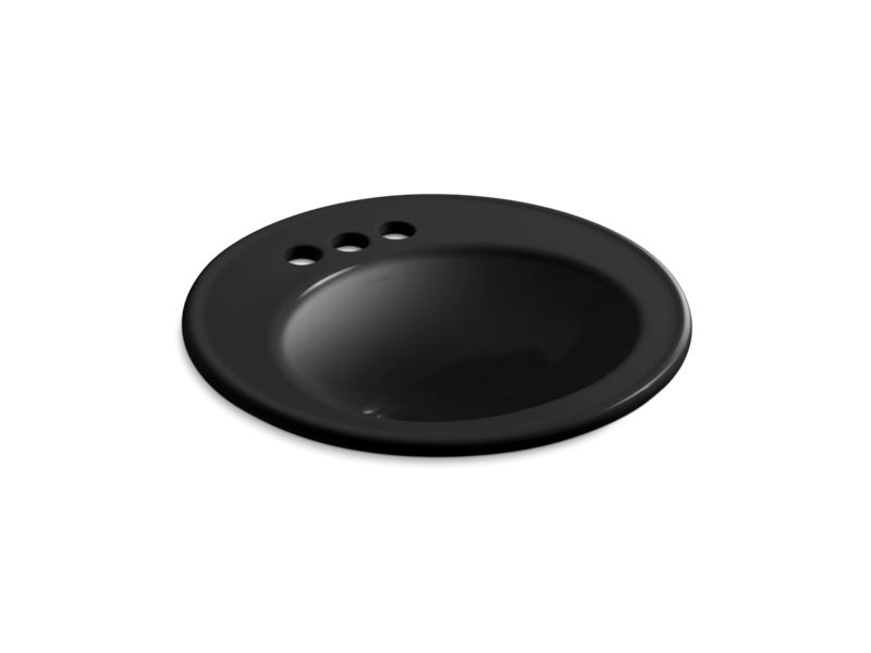 KOHLER K-2202-4 Brookline 19" diameter drop-in bathroom sink with 4" centerset faucet holes
