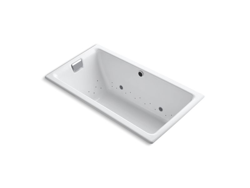 KOHLER K-856-GCCP-0 Tea-for-Two 66" x 36" drop-in BubbleMassage air bath with Polished Chrome airjet finish and chromatherapy lights