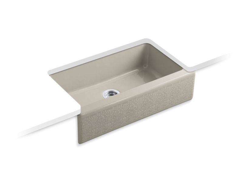 KOHLER 14579-KG-G9 Dickinson Alencon Lace 33" X 22-1/8" X 8-3/4" Undermount Kitchen Sink With 4 Oversize Faucet Holes in Sandbar
