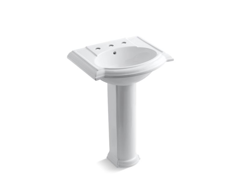 KOHLER 2286-8 Devonshire 24" pedestal bathroom sink with 8" widespread faucet holes