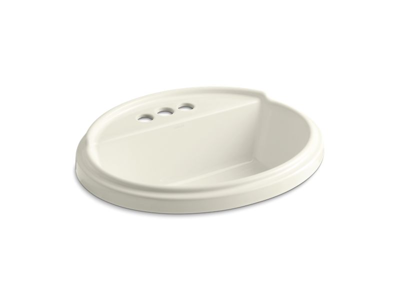 KOHLER K-2992-4-96 Tresham Oval Drop-in bathroom sink with 4" centerset faucet holes