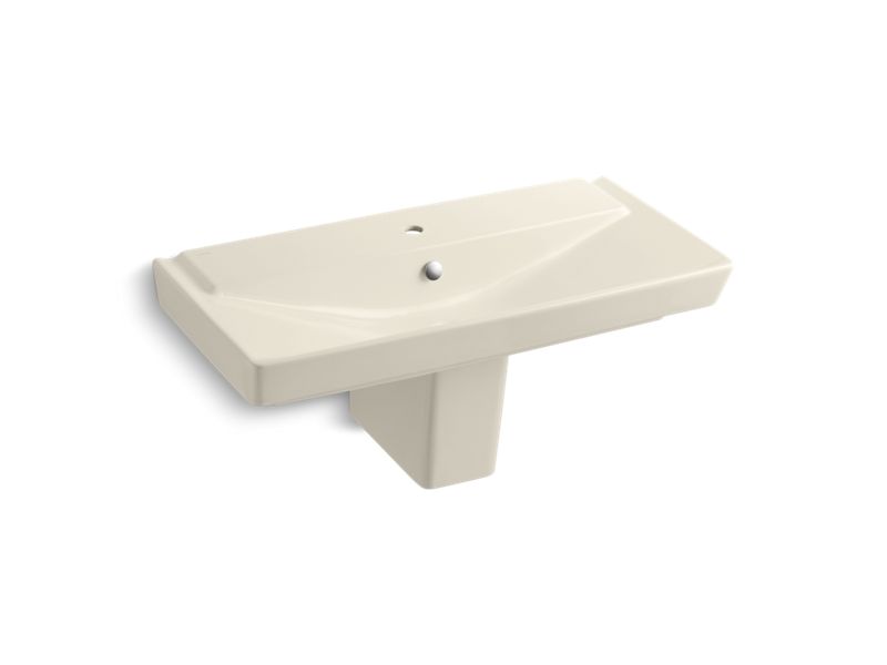 KOHLER 5148-1-47 R?¬ve 39" Semi-Pedestal Bathroom Sink With Single Faucet Hole in Almond
