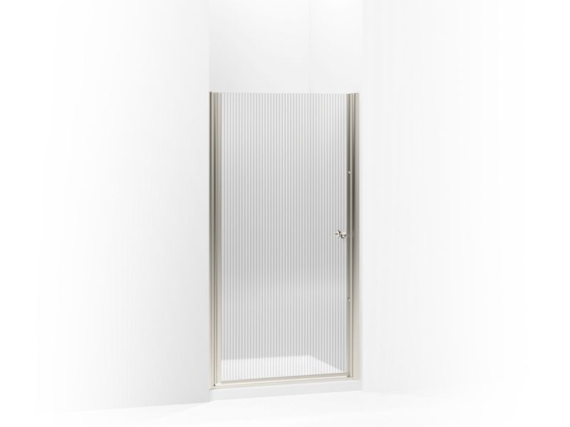 KOHLER 702410-G54-MX Fluence Pivot Shower Door, 65-1/2" H X 35 - 36-1/2" W, With 1/4" Thick Falling Lines Glass in Matte Nickel