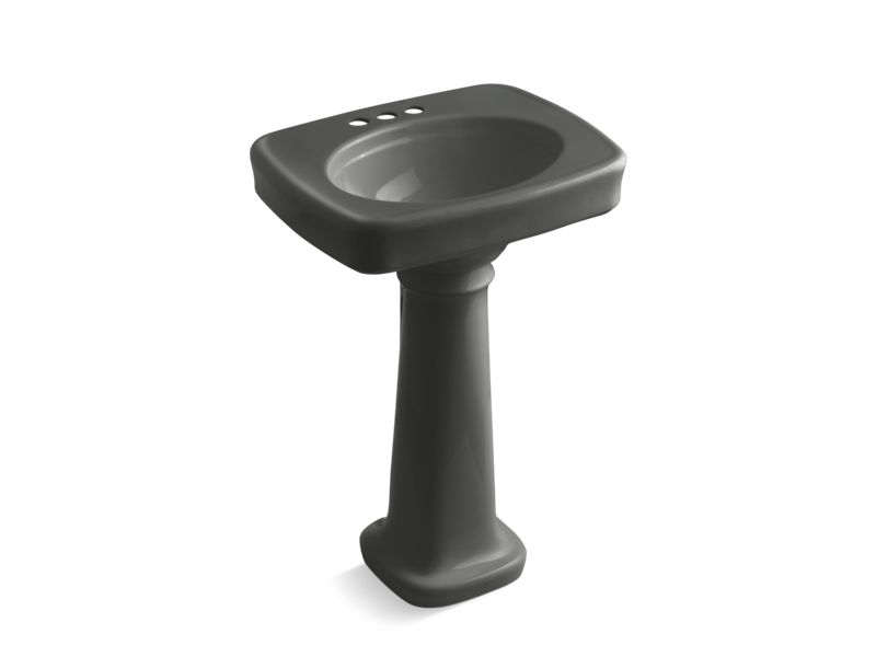 KOHLER 2338-4-58 Bancroft 24" Pedestal Bathroom Sink With 4" Centerset Faucet Holes in Thunder Grey