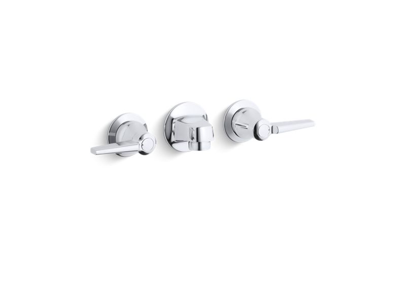 KOHLER 8046-4N-CP Triton 0.5 Gpm Shelf-Back Commercial Bathroom Sink Faucet With Grid Drain And Lever Handles in Polished Chrome