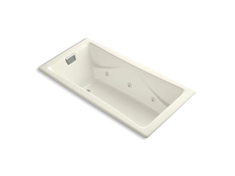 KOHLER K-865-HD-96 Tea-for-Two 72" x 36" drop-in whirlpool with reversible drain, custom pump location and heater without trim