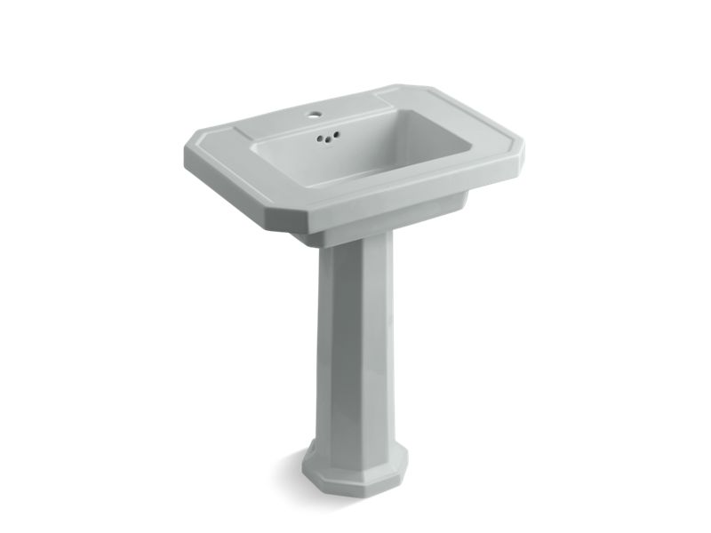 KOHLER 2322-1-95 Kathryn Pedestal Bathroom Sink With Single Faucet Hole in Ice Grey