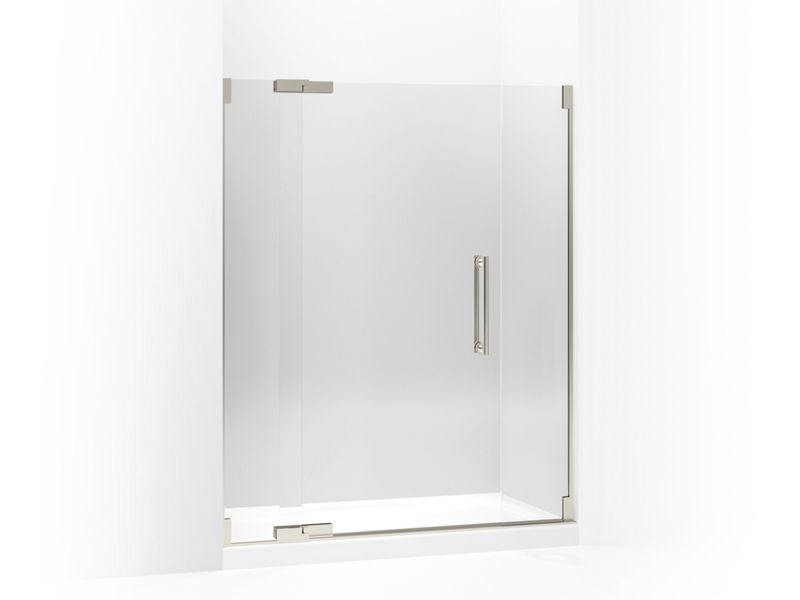 KOHLER 705717-L-NX Purist Pivot Shower Door, 72-1/4" H X 57-1/4 - 59-3/4" W, With 1/2" Thick Crystal Clear Glass in Brushed Nickel Anodized