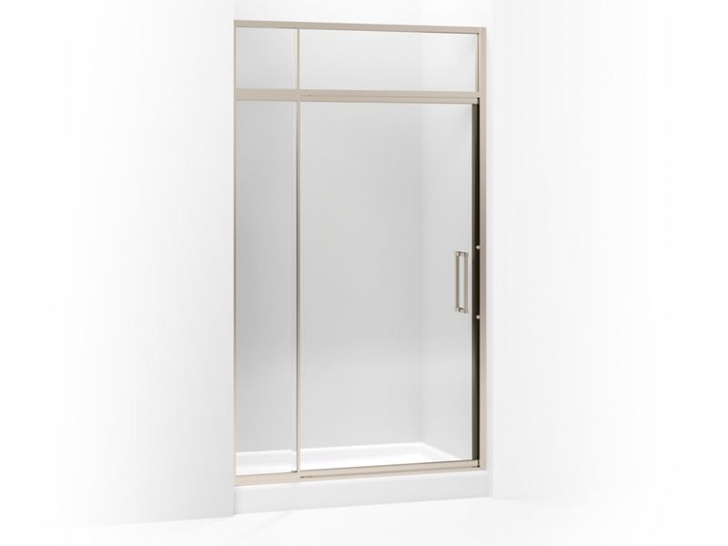 KOHLER 705823-L-ABV Lattis Pivot Shower Door With Sliding Steam Transom, 89-1/2" H X 45 - 48" W, With 3/8" Thick Crystal Clear Glass in Anodized Brushed Bronze