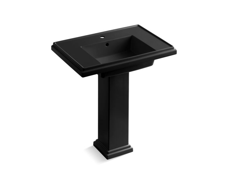 KOHLER 2845-1-7 Tresham 30" Pedestal Bathroom Sink With Single Faucet Hole in Black