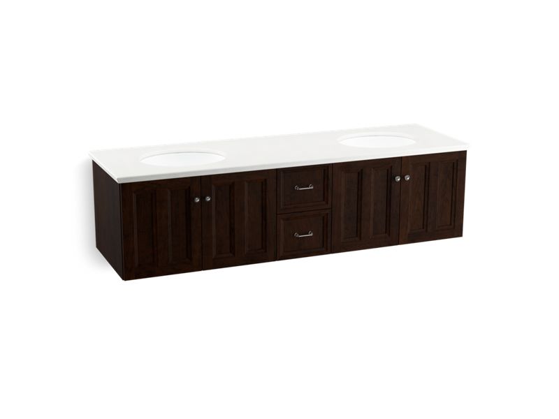 KOHLER K-99525-1WB Damask 72" wall-hung bathroom vanity cabinet with 4 doors and 2 drawers