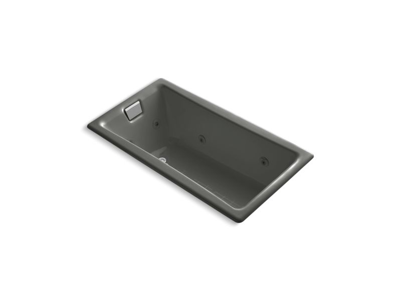 KOHLER K-852-HE-58 Tea-for-Two 60" x 32" drop-in whirlpool with end drain, custom pump location and heater without trim