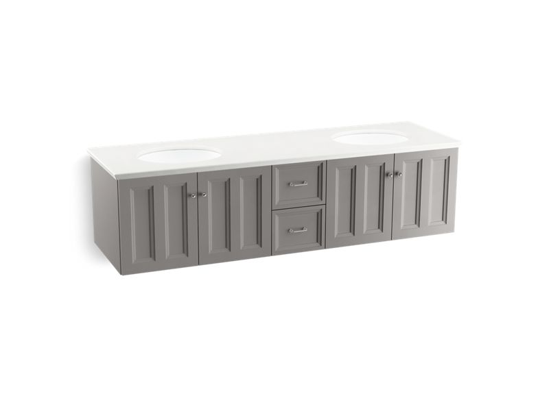 KOHLER K-99525-1WT Damask 72" wall-hung bathroom vanity cabinet with 4 doors and 2 drawers