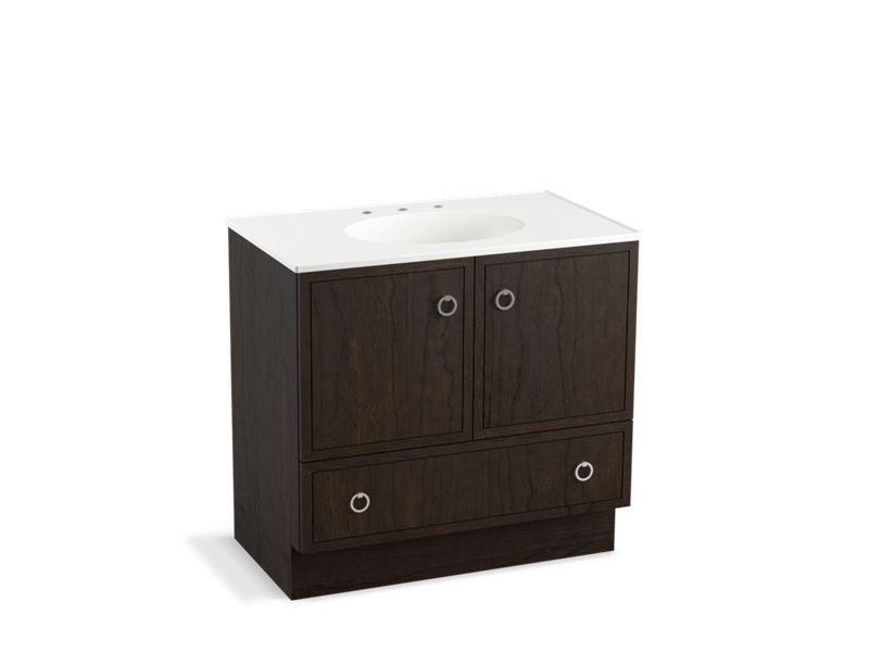 KOHLER K-99506-TK-1WC Jacquard 36" bathroom vanity cabinet with toe kick, 2 doors and 1 drawer