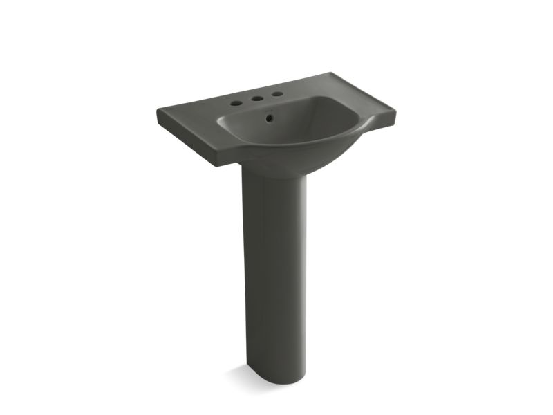 KOHLER 5266-4 Veer 24" pedestal bathroom sink with 4" centerset faucet holes