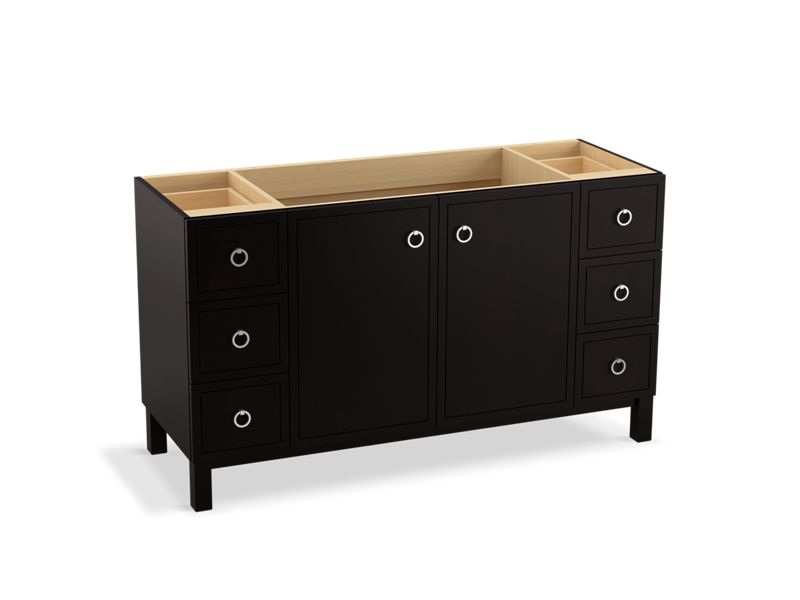 KOHLER K-99510-LGSD-1WU Jacquard 60" bathroom vanity cabinet with furniture legs, 2 doors and 6 drawers, split top drawers