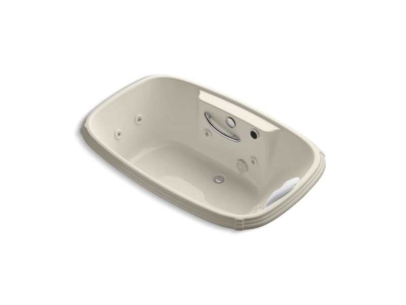 KOHLER K-1457-LM-47 Portrait 67" x 42" drop-in whirlpool with heater, grip rail drillings, left-hand pump and massage experience