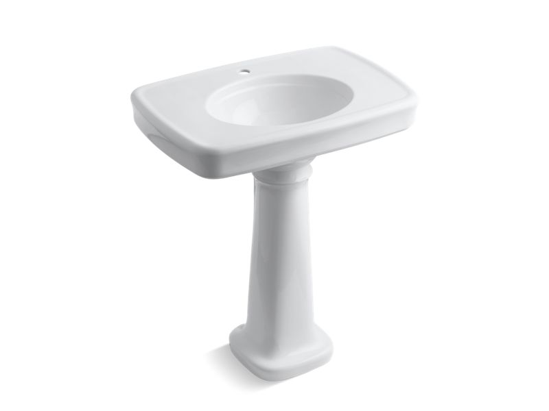 KOHLER 2347-1-0 Bancroft 30" Pedestal Bathroom Sink With Single Faucet Hole in White