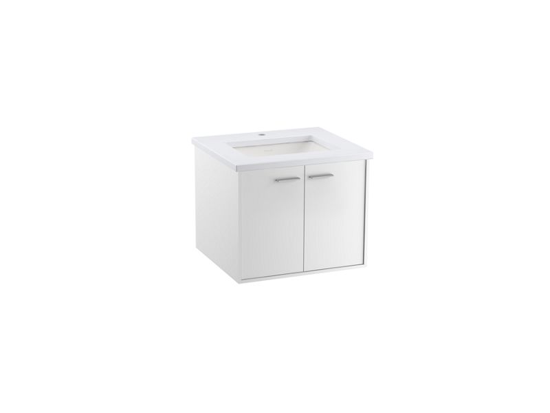 KOHLER K-CM99539-BD1 Jute 24" wall-hung bathroom vanity cabinet with sink and quartz top