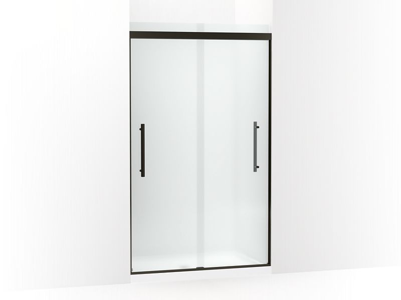 KOHLER 706534-8D3-ABZ Prim Frameless Sliding Shower Door in Crystal Clear glass with Anodized Dark Bronze frame