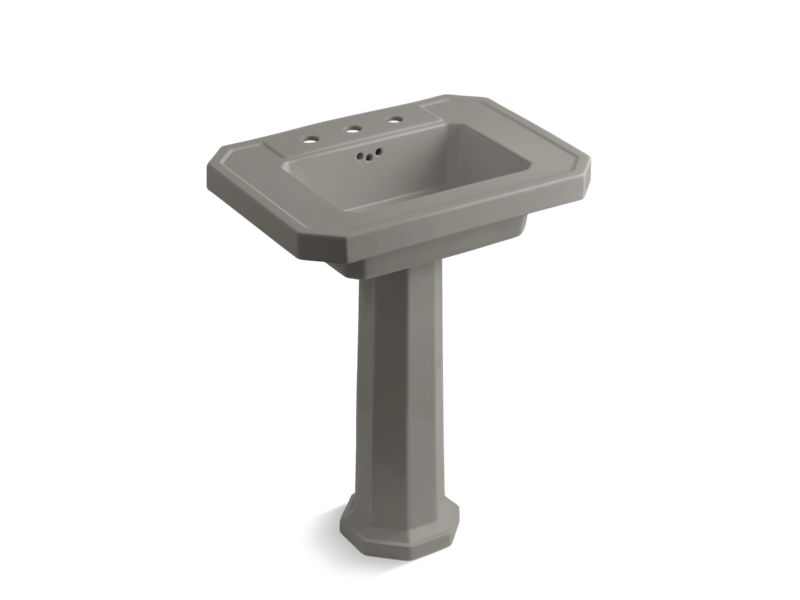 KOHLER 2322-8-K4 Kathryn Pedestal Bathroom Sink With 8" Widespread Faucet Holes in Cashmere