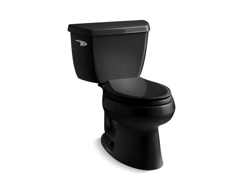 KOHLER 3575-7 Wellworth Classic Two-Piece Elongated 1.28 Gpf Toilet in Black