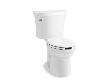 KOHLER 25087-SSTR-0 Kingston Two-Piece Elongated 1.28 Gpf Toilet With Right-Hand Trip Lever, Tank Cover Locks And Antimicrobial Finish in White