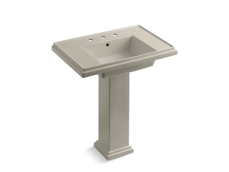 KOHLER 2845-8-G9 Tresham 30" Pedestal Bathroom Sink With 8" Widespread Faucet Holes in Sandbar