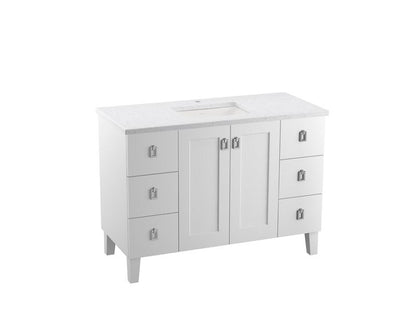 KOHLER K-CM99535-BD1 Poplin 48" bathroom vanity cabinet with sink and quartz top