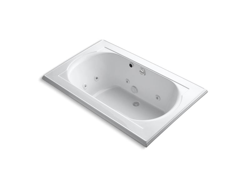 KOHLER K-1170-HH-0 Memoirs 66" x 42" drop-in whirlpool with reversible drain, heater and custom pump location without jet trim