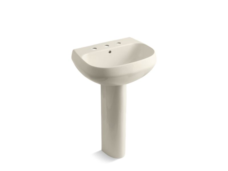 KOHLER K-2293-8 Wellworth Pedestal bathroom sink with 8" widespread faucet holes