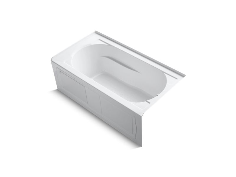 KOHLER 1357-GHRAW-0 Devonshire 60" X 32" Heated Bubblemassage Air Bath With Bask, Alcove, Right Drain in White