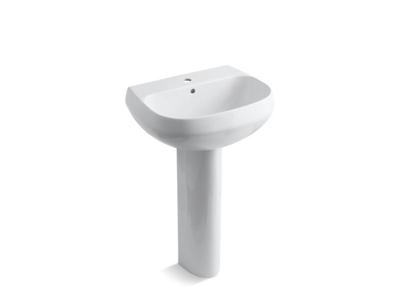 KOHLER 2293-1-0 Wellworth Pedestal Bathroom Sink With Single Faucet Hole in White