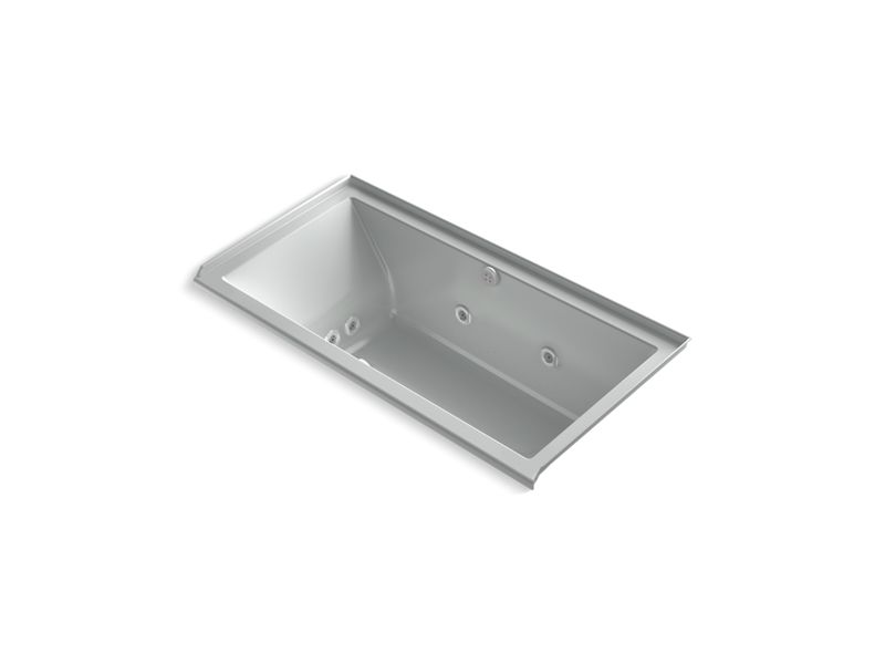 KOHLER K-1167-XH2GR-95 Underscore Rectangle 60" x 30" alcove whirlpool + BubbleMassage(TM) Air Bath with integral flange and right-hand drain