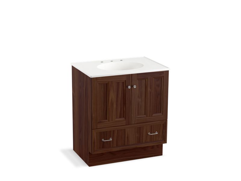 KOHLER K-99516-TK-1WE Damask 30" bathroom vanity cabinet with toe kick, 2 doors and 1 drawer