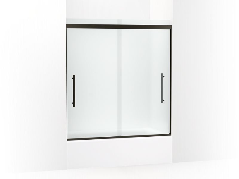 KOHLER 706535-8D3-ABZ Prim Frameless Sliding Bath Door in Crystal Clear glass with Anodized Dark Bronze frame