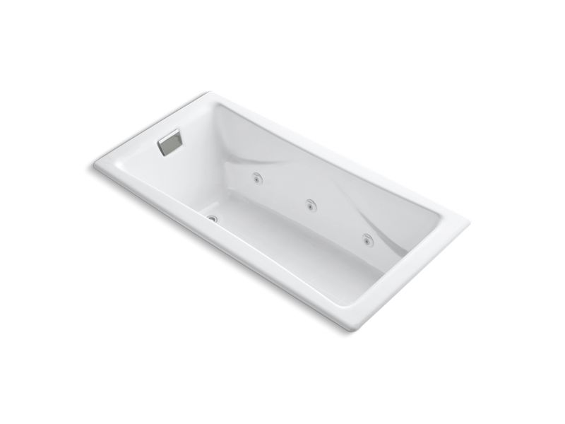 KOHLER K-865-H2-0 Tea-for-Two 72" x 36" drop-in whirlpool with reversible drain and heater without trim